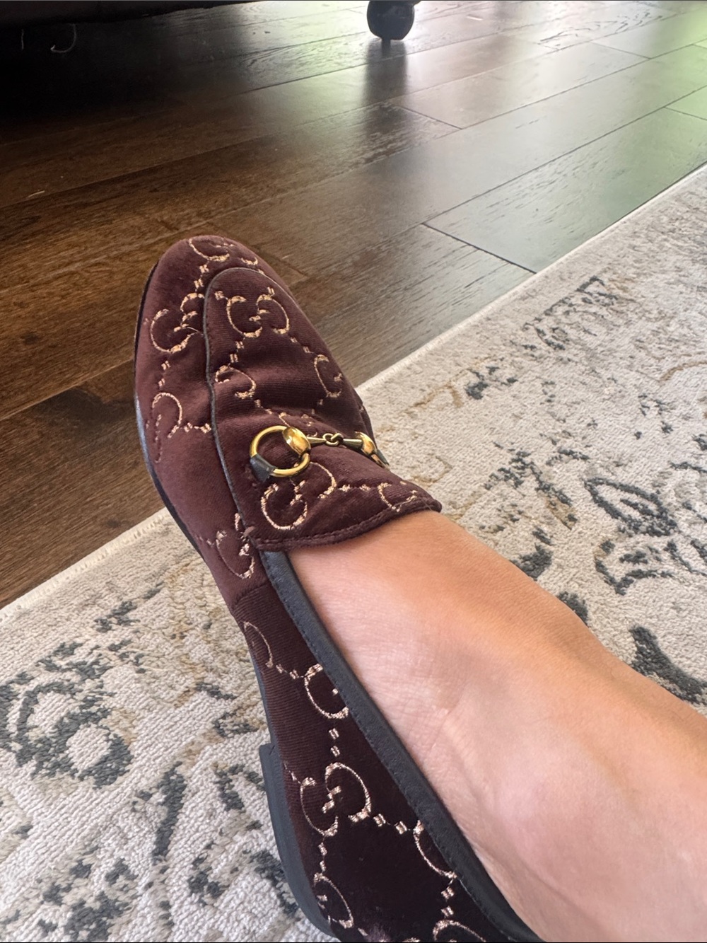 Gucci Women's Brown Velvet Horsebit Loafers - Picture 5 of 6